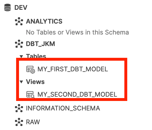 dev schema