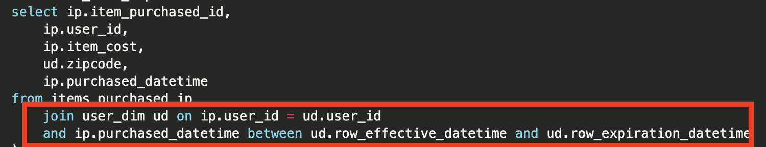 Fact SCD2 Query