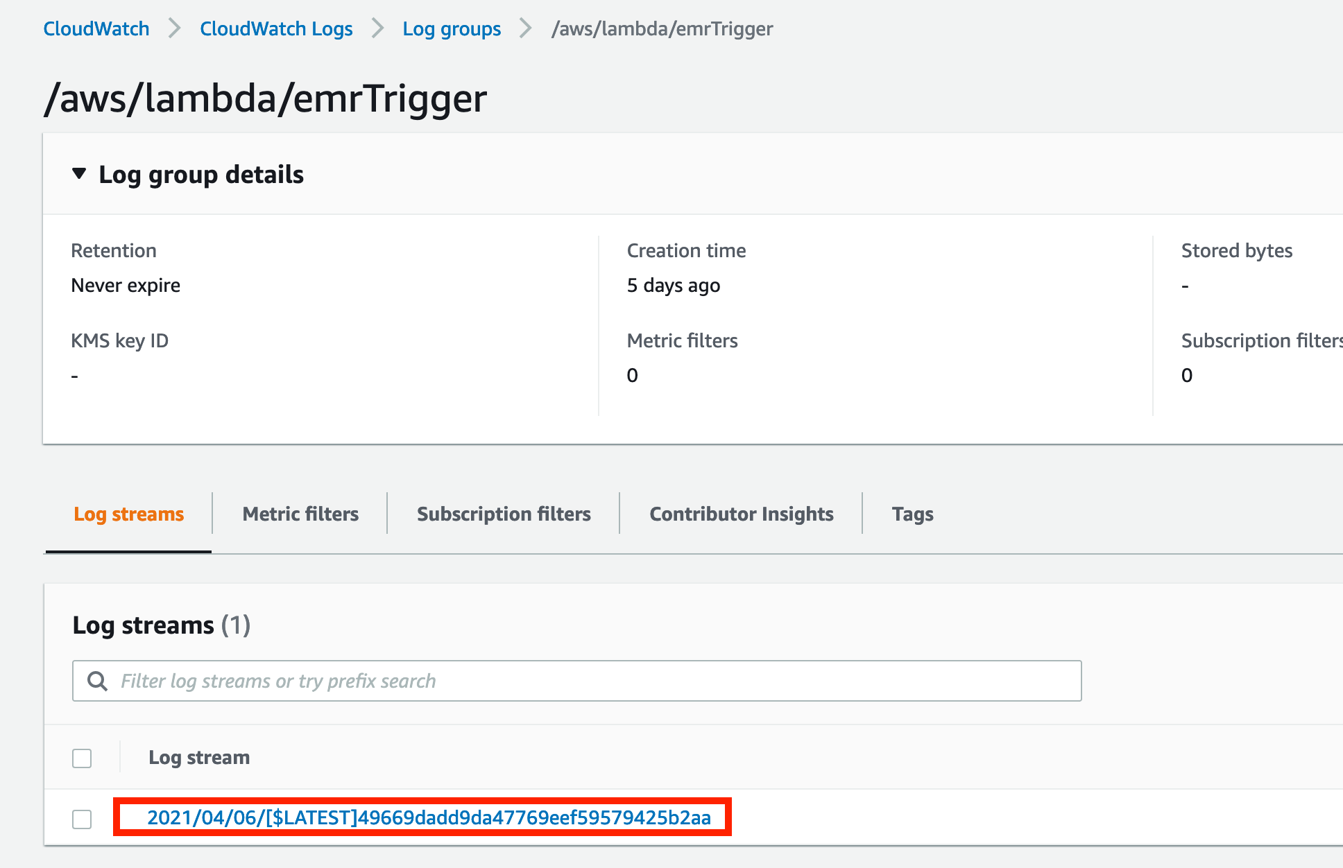 cloudwatch log