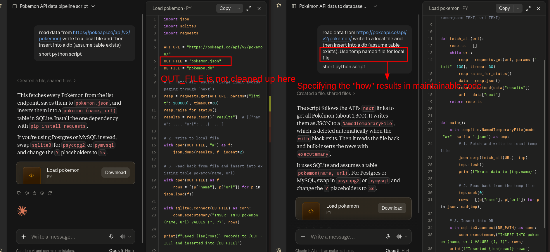 LLM Code without and with language knowledge (Click to Zoom in)